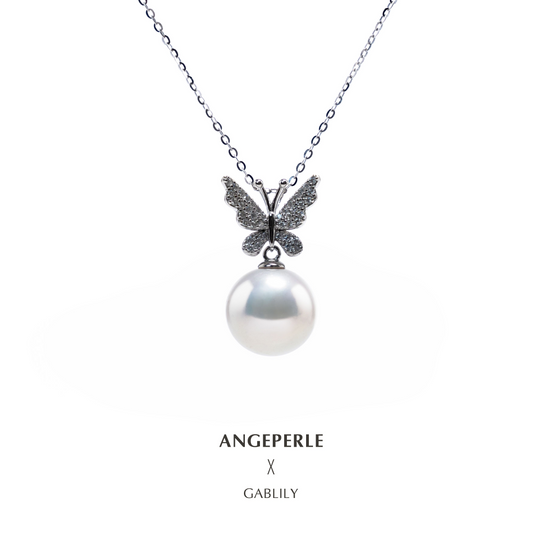 ANGEPERLE S925 silver freshwater pearl Gablily butterfly pendant（TSSLF31）
