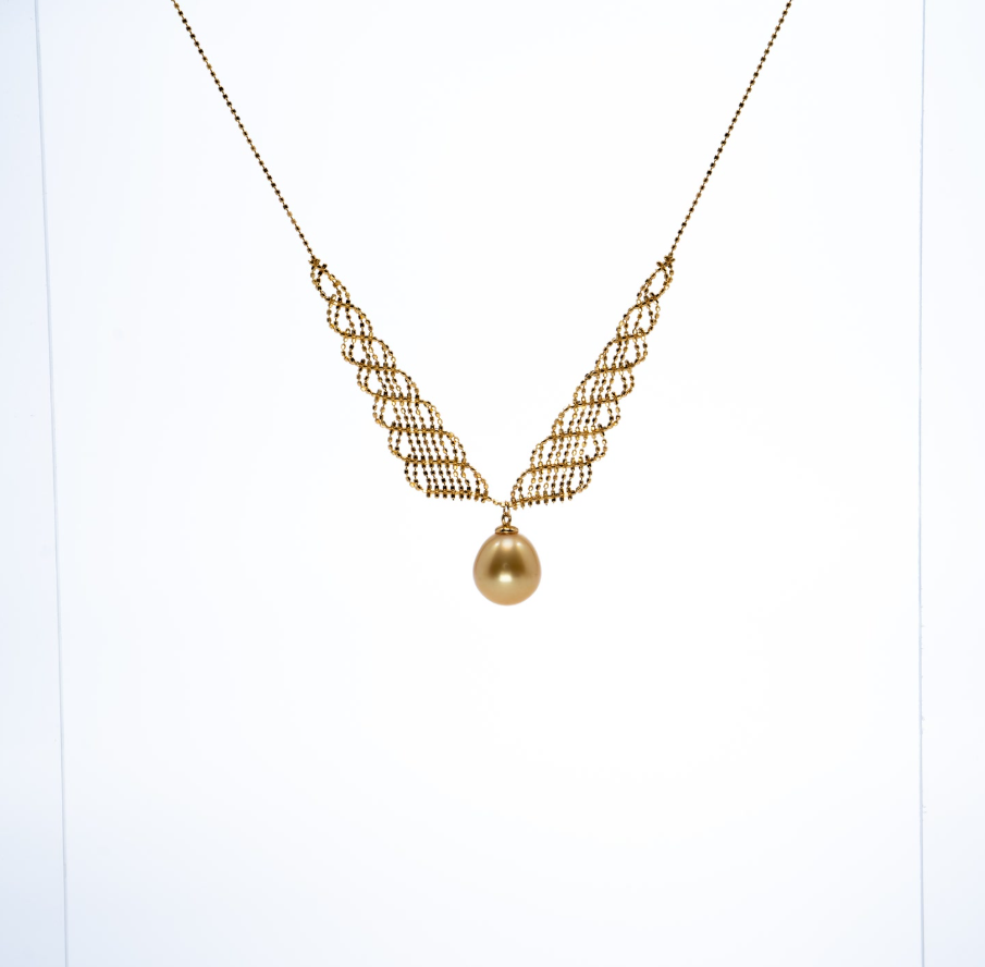 ANGEPERLE S925 silver seawater pearl South Sea Golden Pear pendant 11-12mm（TSZZN140）