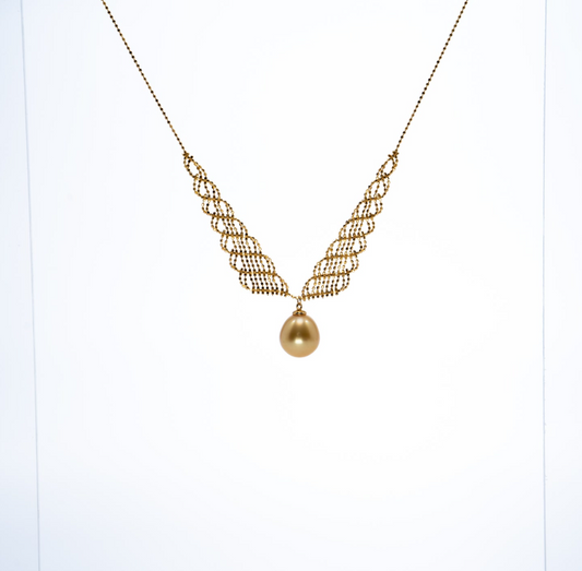 ANGEPERLE S925 silver seawater pearl South Sea Golden Pear pendant 11-12mm（TSZZN140）