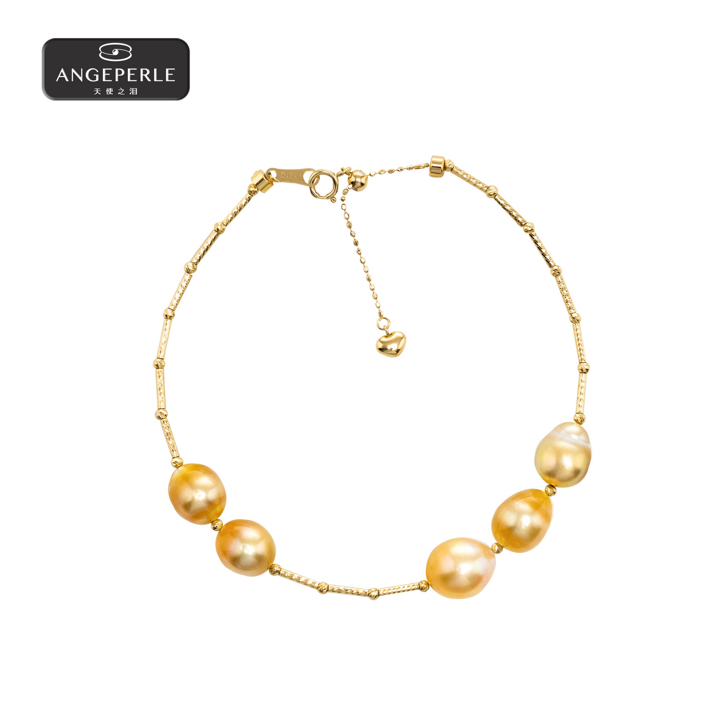 ANGEPERLE Seawater South Sea Golden Pear Baroque Pearl Bracelet 7-8mm （TSZZN23）