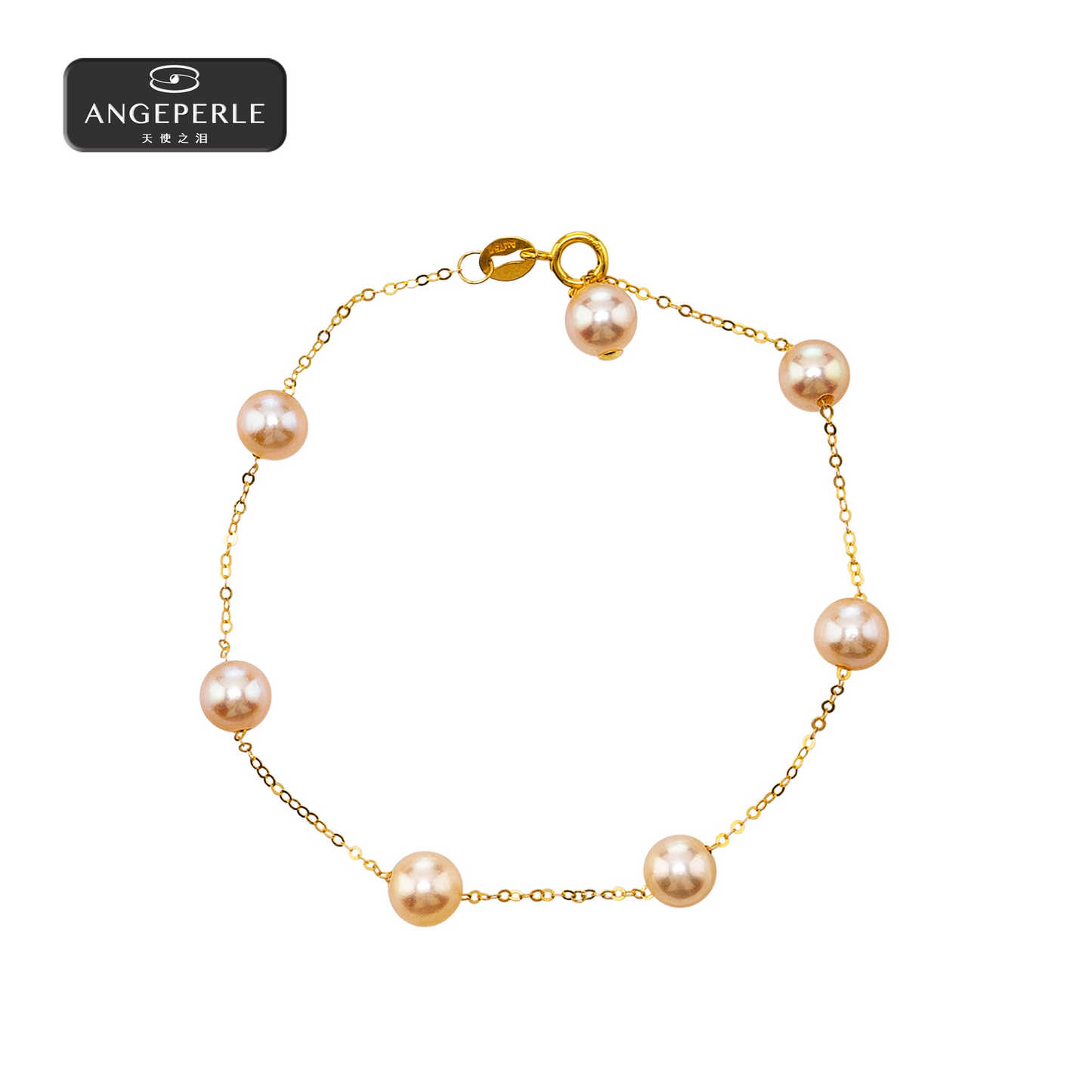 ANGEPERLE Freshwater Pearl Chinese Red Gypsophila Pearl Bracelet 5-6mm（TSGY246）