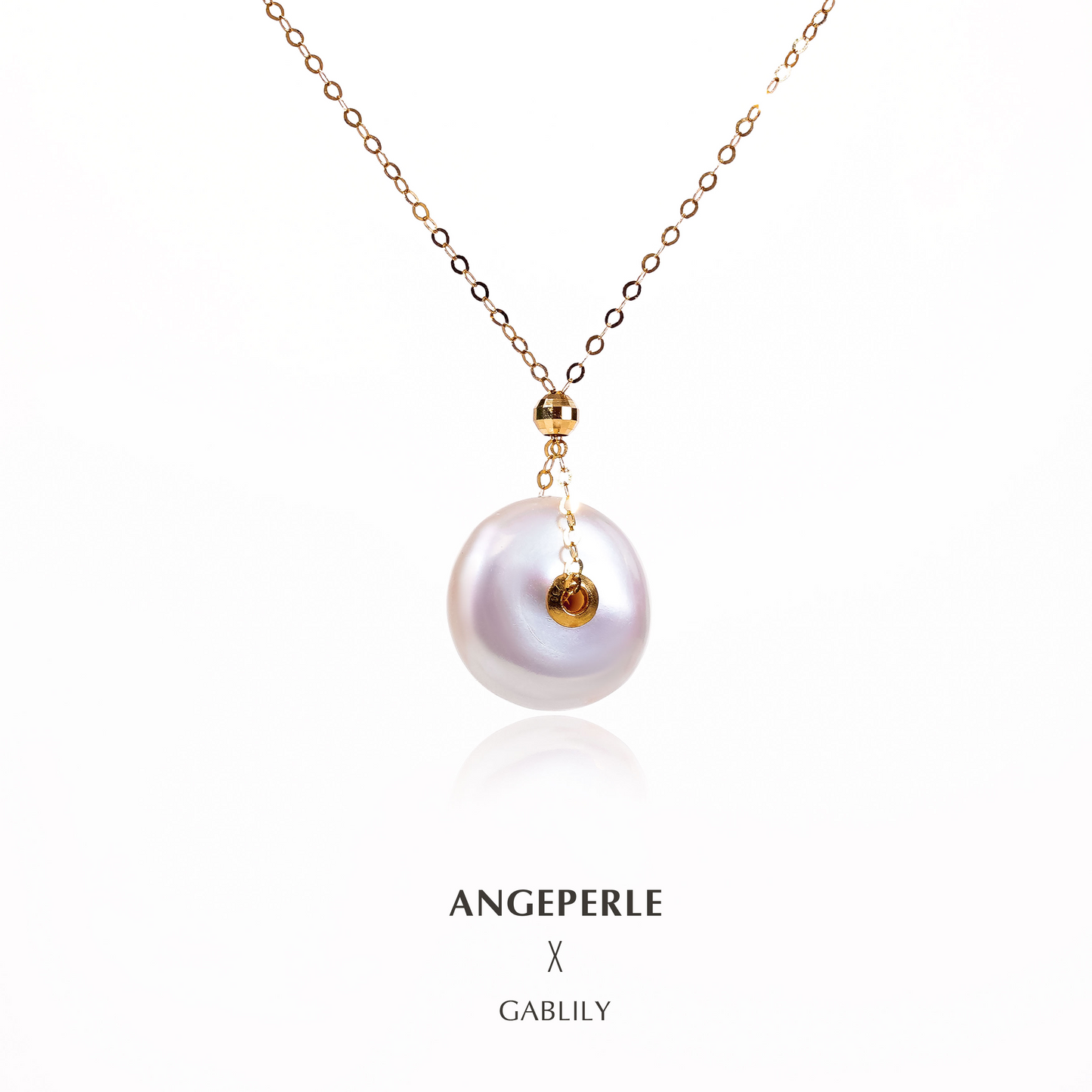 ANGEPERLE Freshwater Pearl Peace Buckle Pendant 13-14mm (TSJCY522)