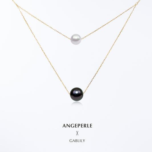 ANGEPERLE Seawater Pearl Double Chain Pendant 7-8/9-10mm （BPGY035）
