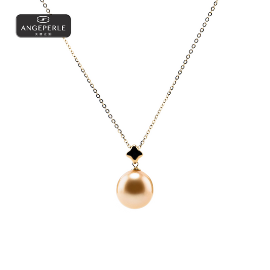 ANGEPERLE Seawater Pearl South Sea Golden Pear Pendant 11-12mm （TSGY262）
