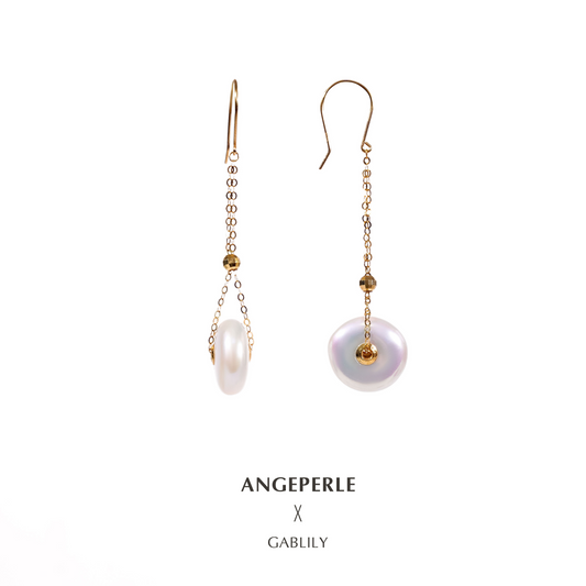 ANGEPERLE Freshwater Pearl Peace Buckle Earrings 12-13mm （TSJCY521）