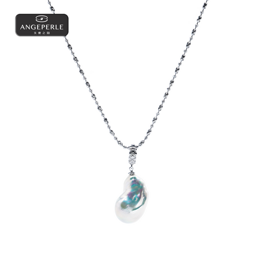 ANGEPERLE S925 silver freshwater pearl baroque pendant （TSJ583）