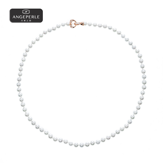 ANGEPERLE Alloy Freshwater Pearl Gablily Pearl Necklace 5-6mm（TSAW207）