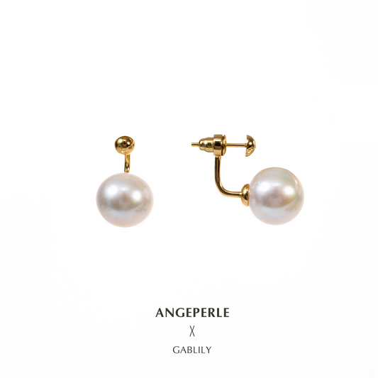 ANGEPERLE S925 silver freshwater pearl 11-12mm Gablily earrings（TSJCY331）