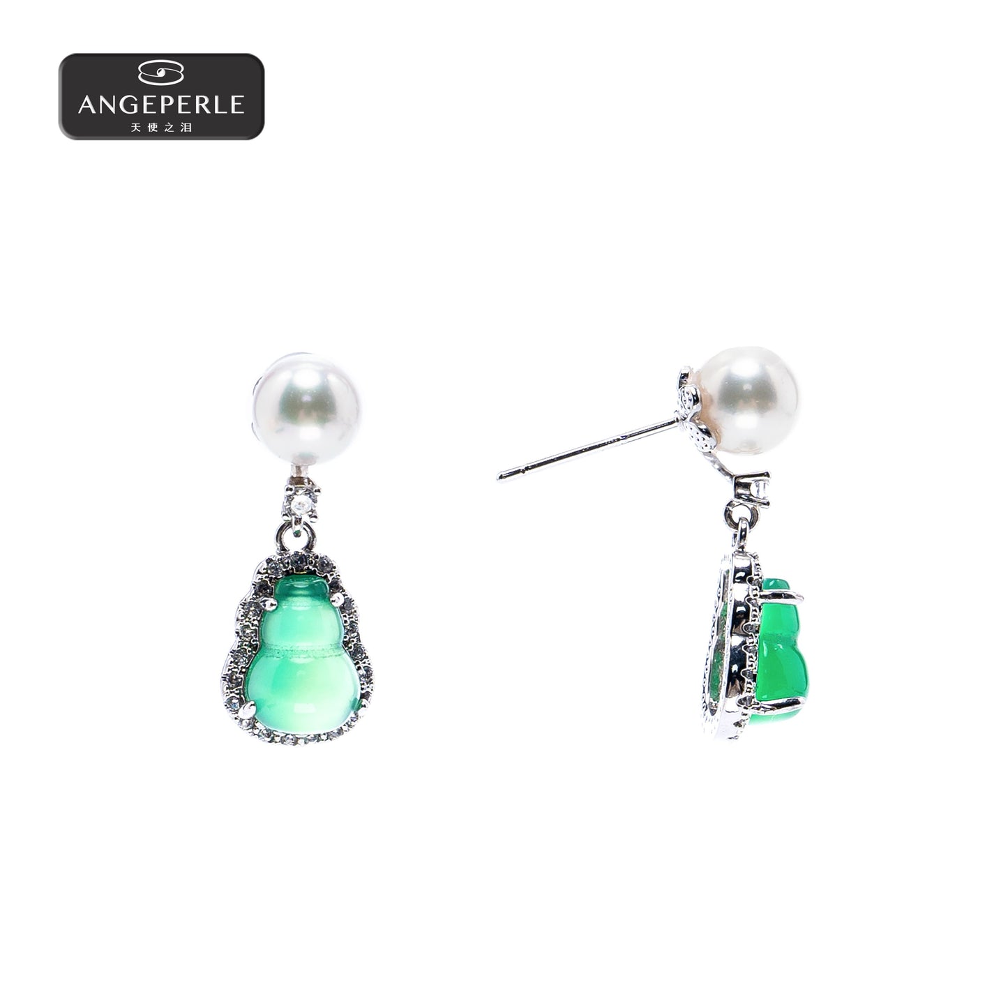 天使の涙 合金 海水真珠 アコヤ カルセドニー イヤリングTSZZN148