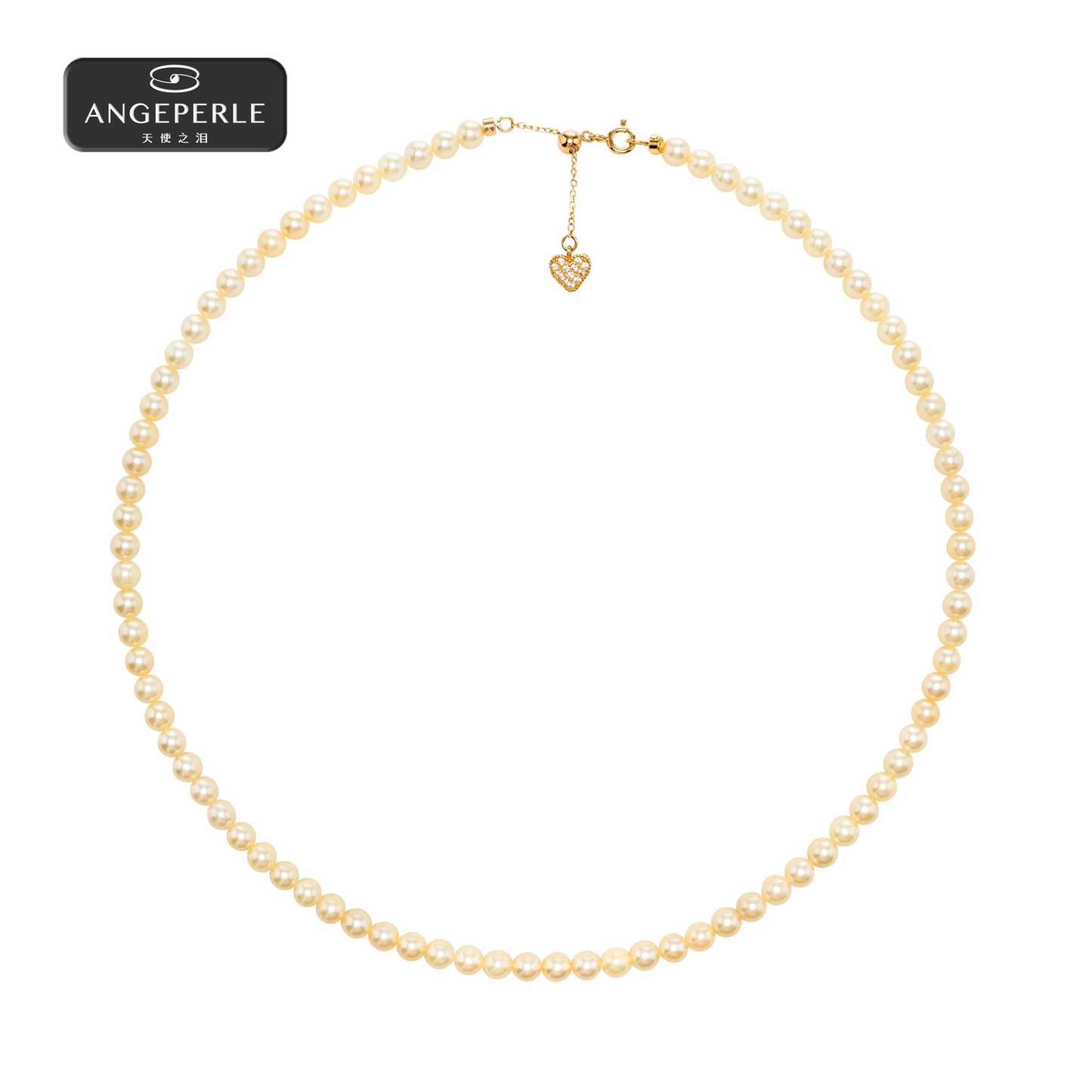 ANGEPERLE S925 silver seawater pearl feather golden pearl necklace 4-5mm（TSZZN82）