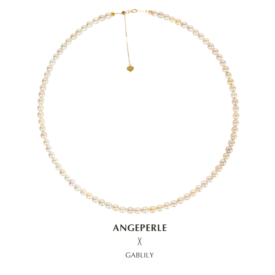 ANGEPERLE Seawater Pearl Baroque Feather Gold Pearl Necklace 4-5mm（CPJCY388）