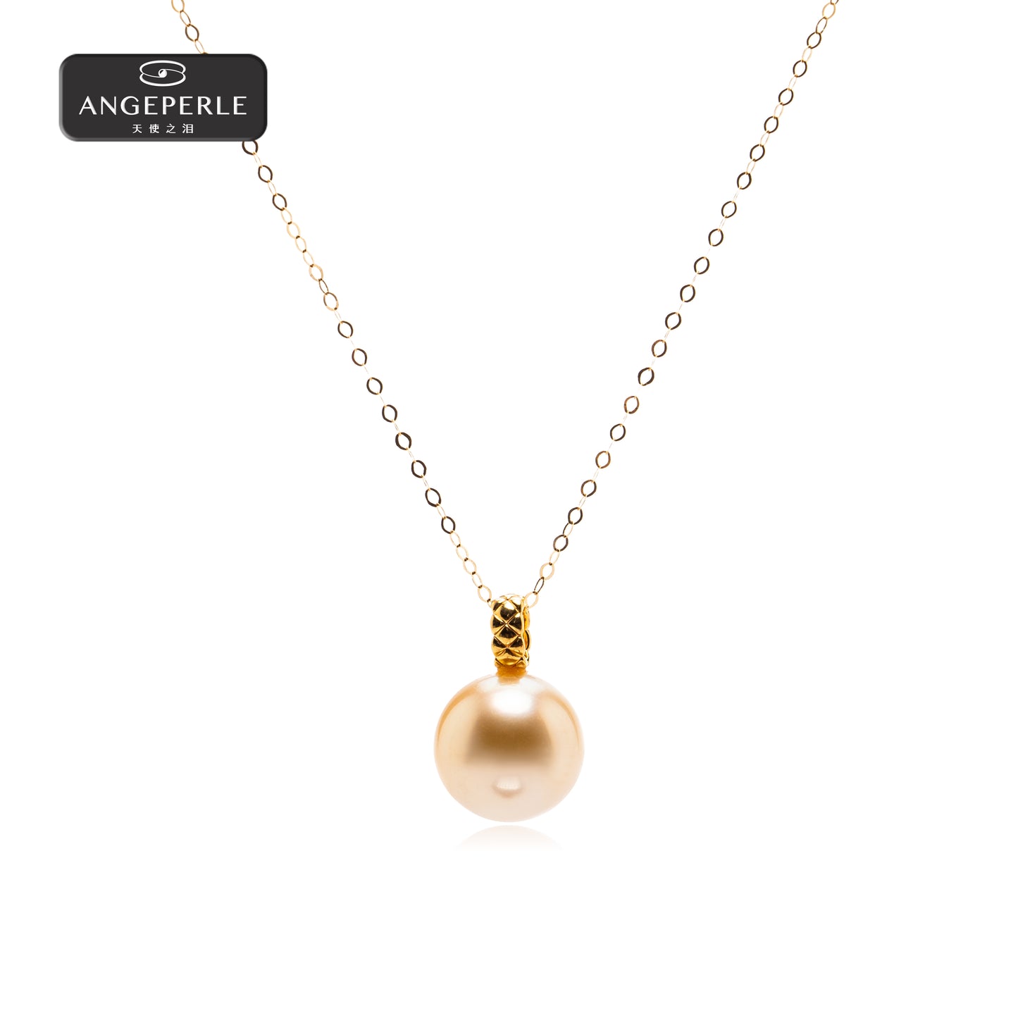 ANGEPERLE Seawater South Sea Golden Pearl Pendant 12-13mm TSGY04M