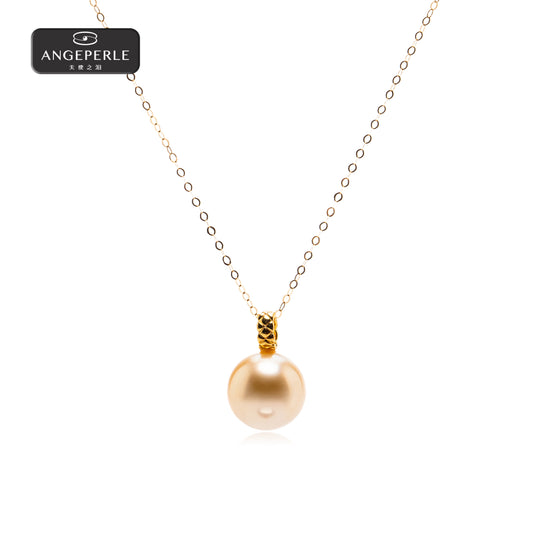 ANGEPERLE Seawater South Sea Golden Pearl Pendant 12-13mm TSGY04M