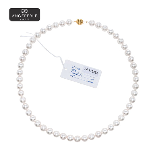ANGEPERLE 14K Gold Akoya Saltwater Pearl Crown Necklace TSJ364