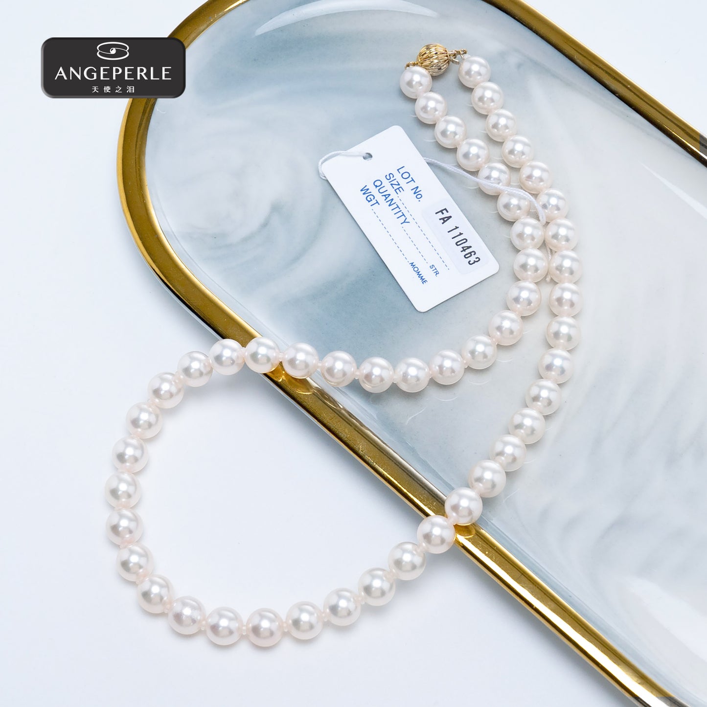 ANGEPERLE 14K Gold Akoya Saltwater Pearl Crown Necklace TSJ364