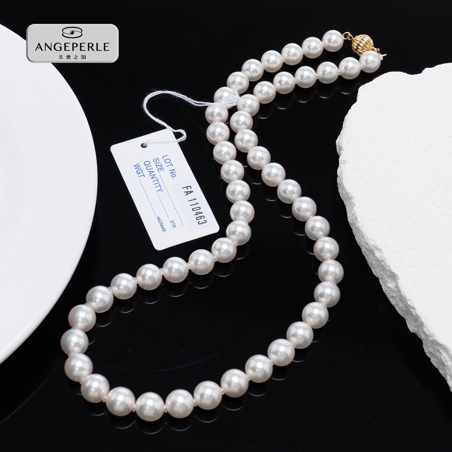 ANGEPERLE 14K Gold Akoya Saltwater Pearl Crown Necklace TSJ364