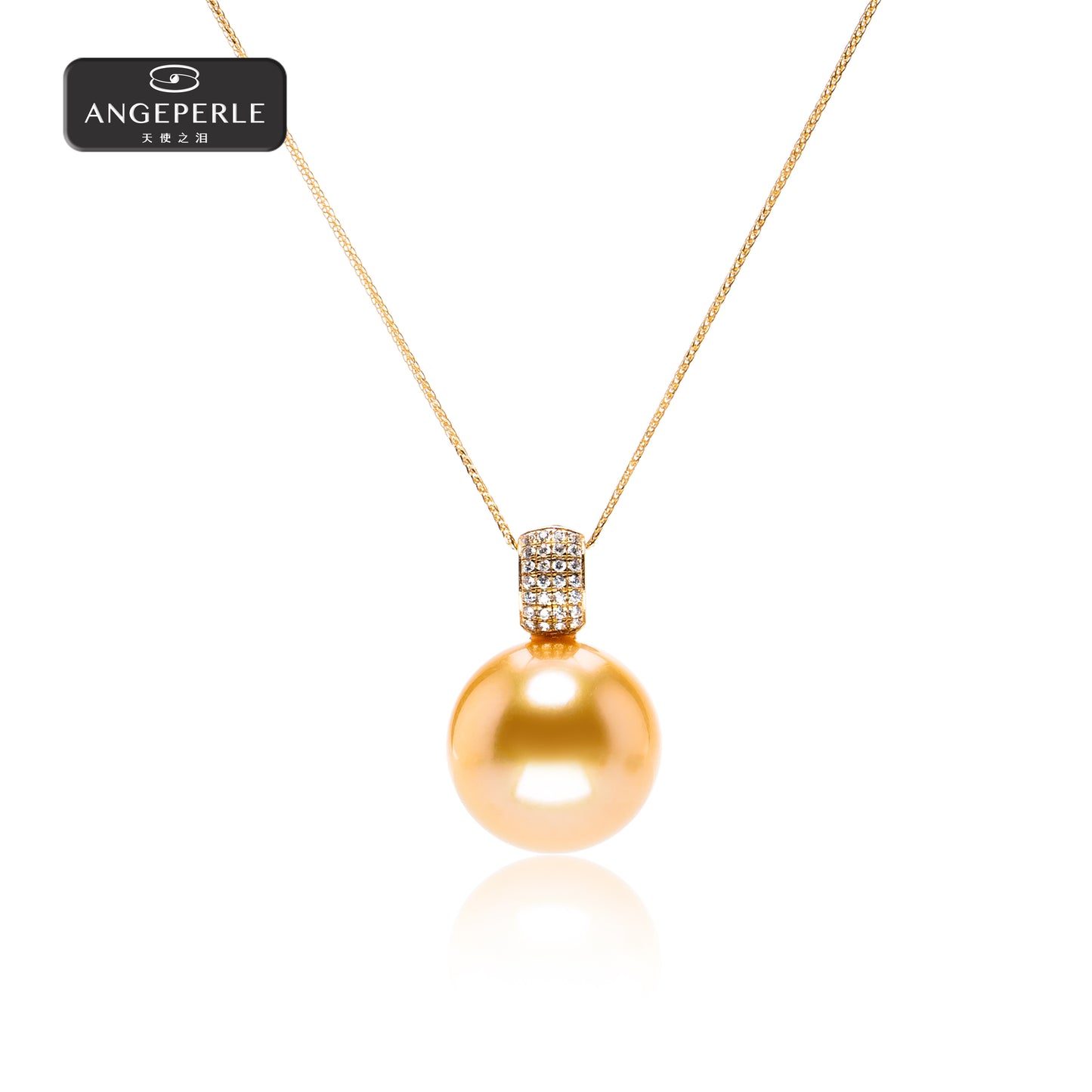ANGEPERLE Saltwater Pearl and South Sea Golden Pearls 12-13mm TSGY306
