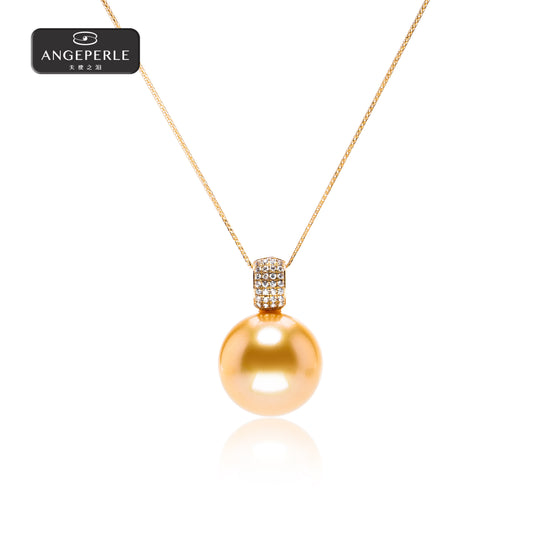 ANGEPERLE Saltwater Pearl and South Sea Golden Pearls 12-13mm TSGY306