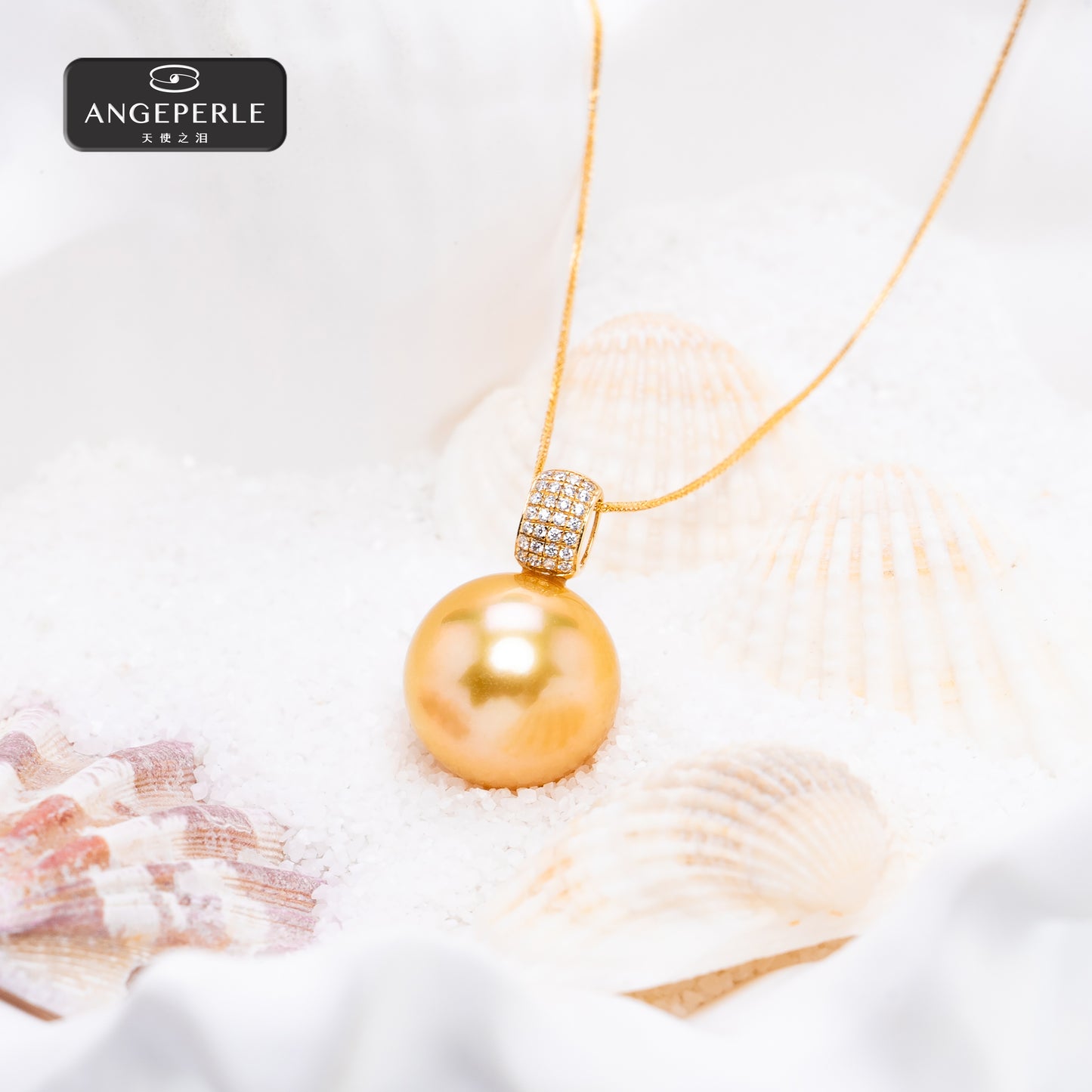 ANGEPERLE Saltwater Pearl and South Sea Golden Pearls 12-13mm TSGY306