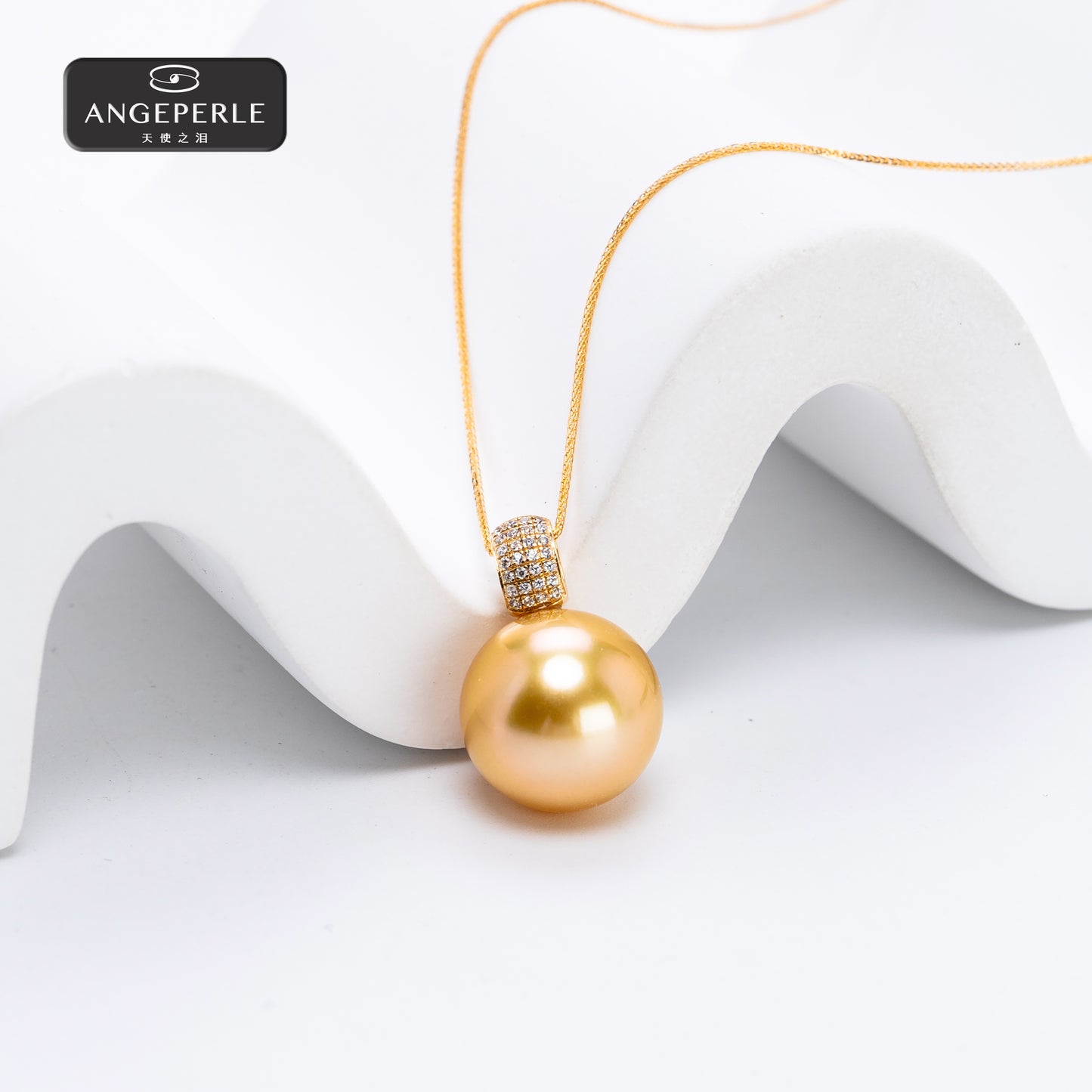 ANGEPERLE Saltwater Pearl and South Sea Golden Pearls 12-13mm TSGY306