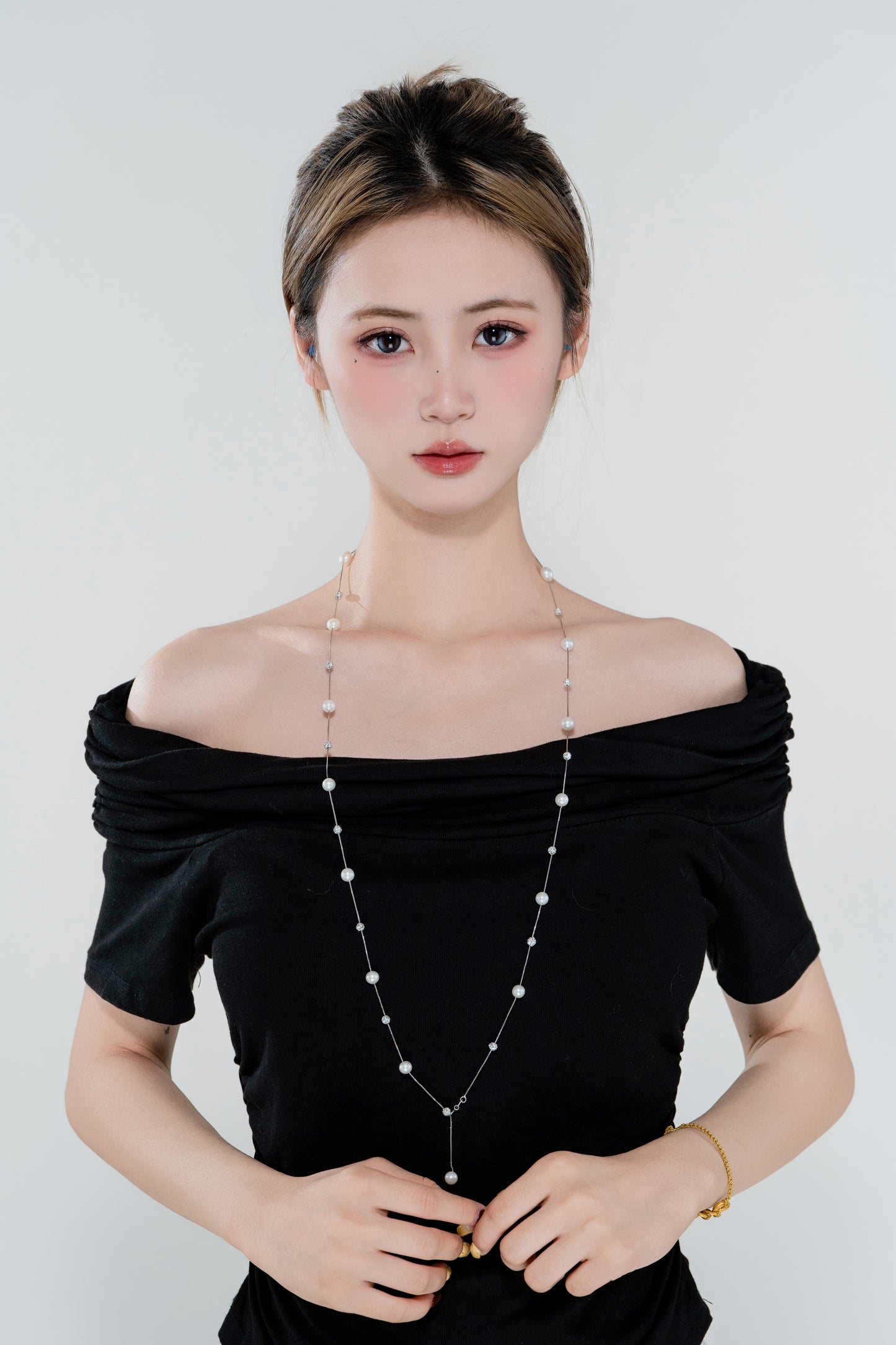 天使之淚 S925銀淡水珍珠白麗滿天星項鍊（tSSz130）