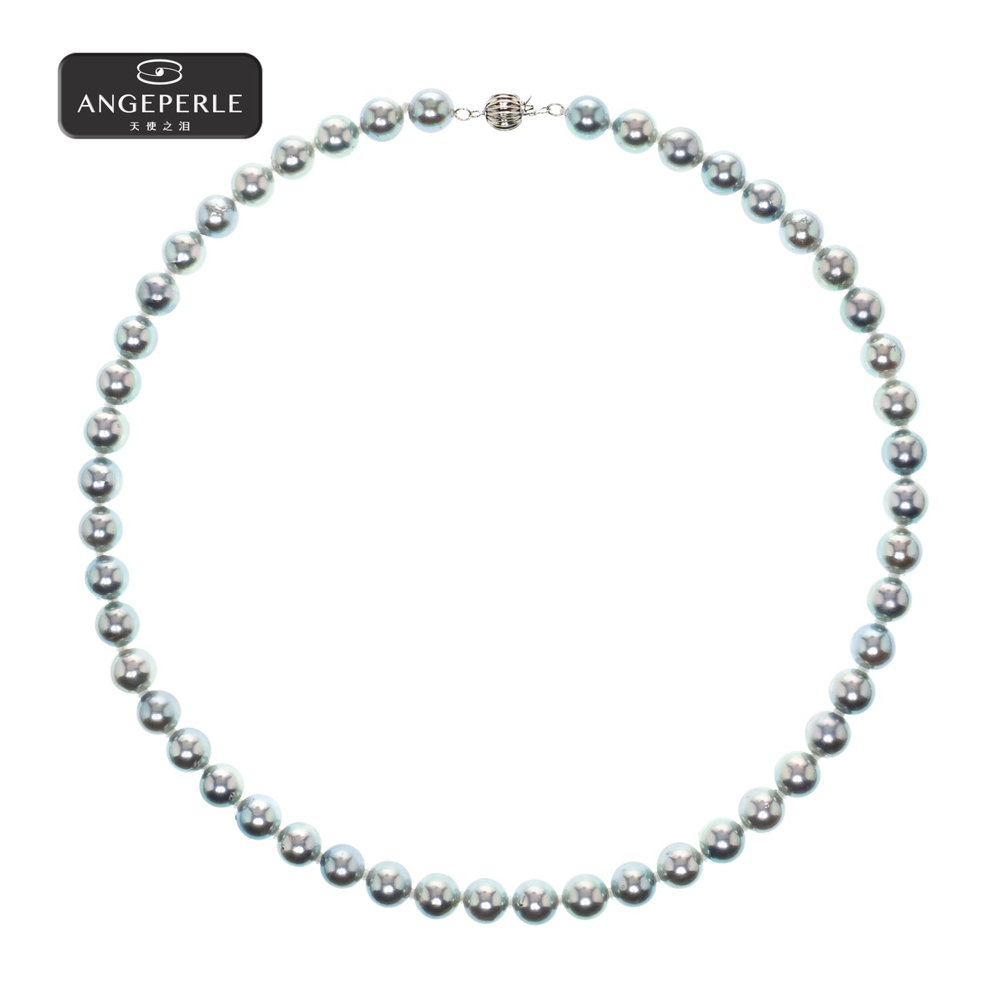 ANGEPERLE "Azure Dream" 14K Gold and Genuine madama (Top-Grade) Pearl Necklace TSJ1032