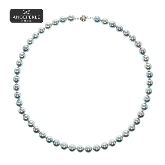 ANGEPERLE "Azure Dream" 14K Gold and Genuine madama (Top-Grade) Pearl Necklace TSJ1032