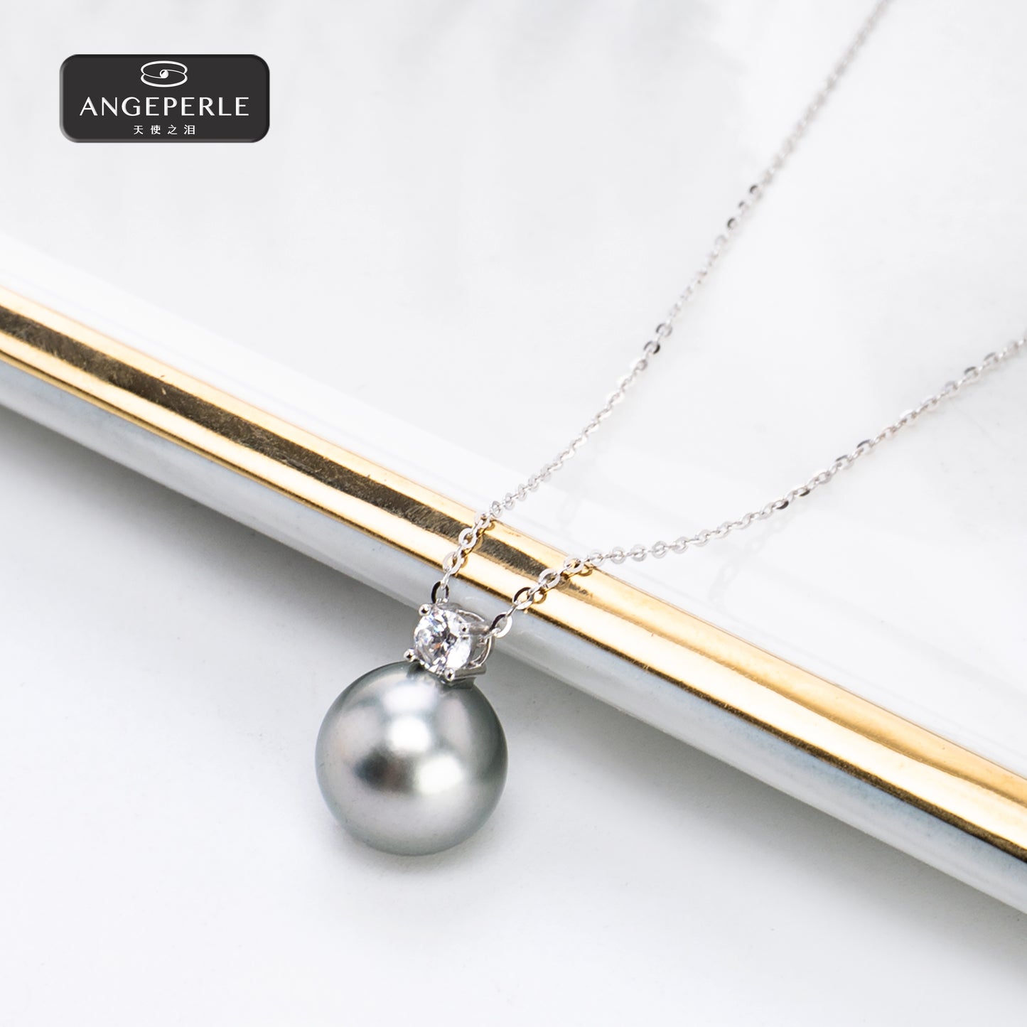 ANGEPERLE S925 Silver South Sea and Tahitian Pearl Pendant TKJ69