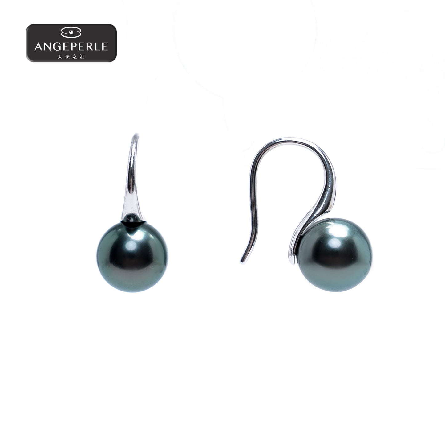 ANGELPERLE S925 Silver Seawater Pearl Tahitian High Heel Ear Hook (TSJ159)