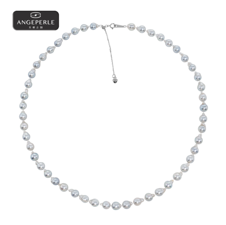 ANGELPERLE S925 Silver Seawater Pearl Madama Baroque Necklace(TSJ167)