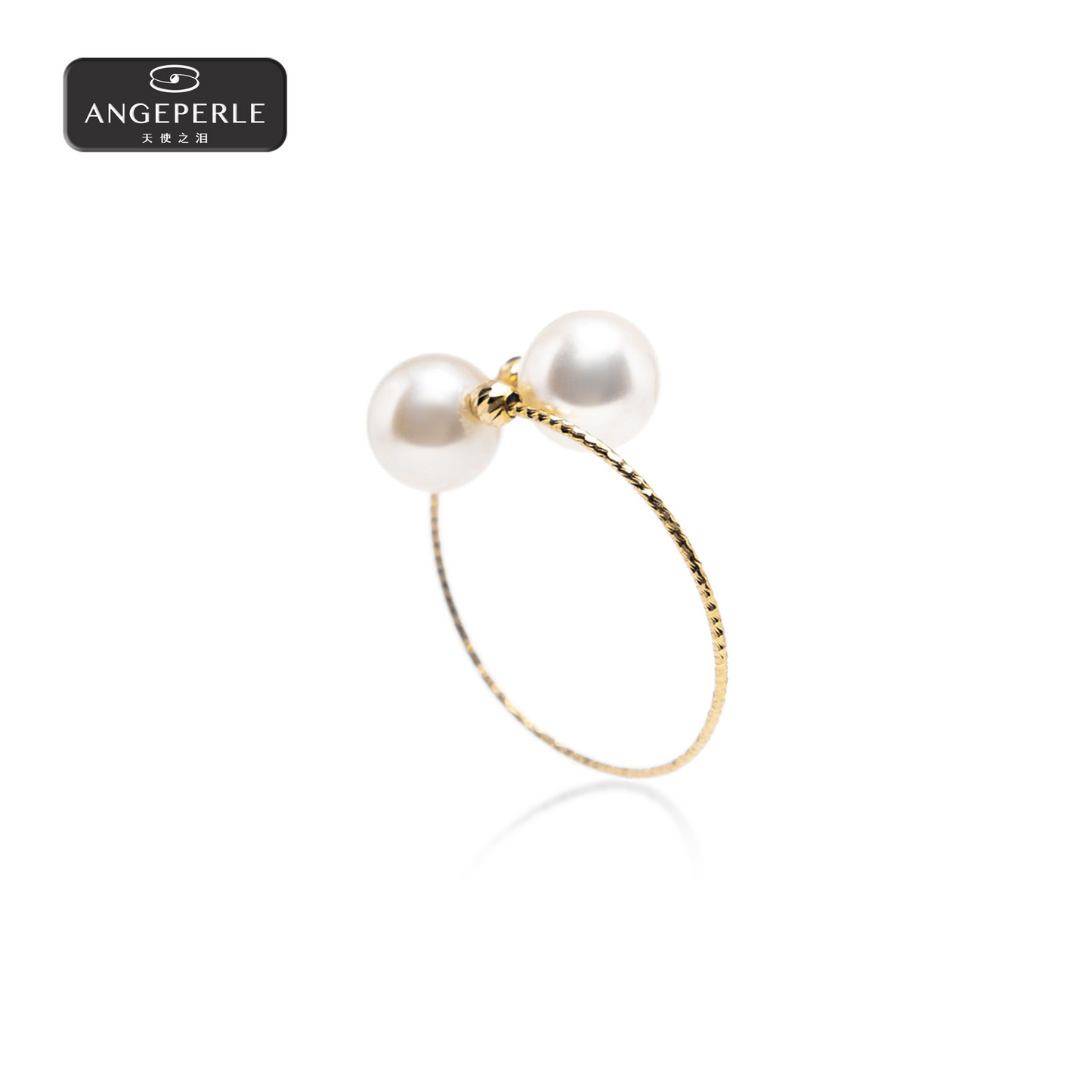 ANGELPERLE Seawater Pearl Akoya Double Pearl Elastic Ring(TSJ190)
