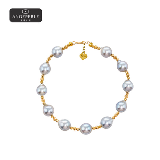 ANGEPERLE Seawater Pearl Real Hemp Baroque Bracelet(TSJ199)