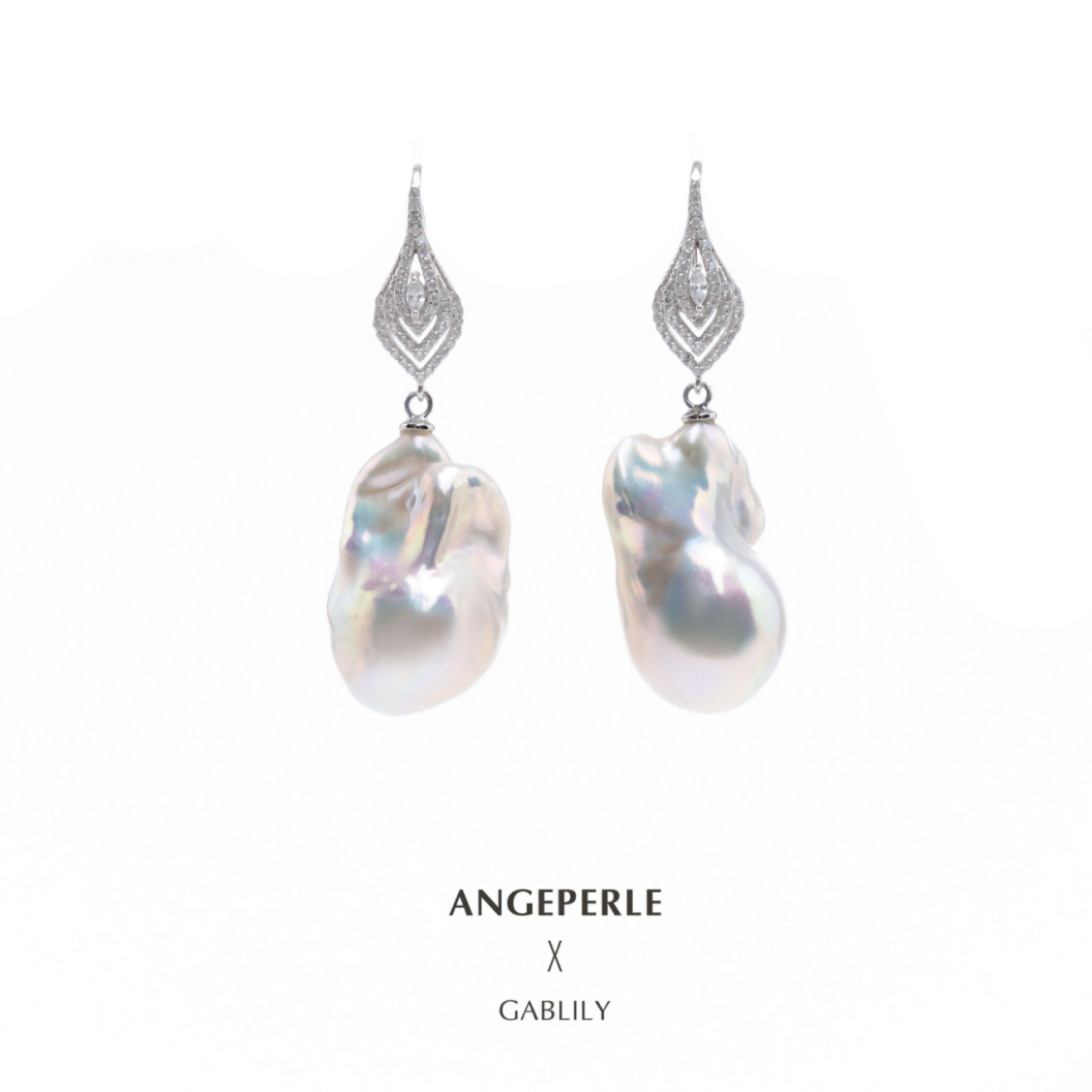 ANGEPERLE S925 Silver Freshwater Pearl Baroque Ear Hooks (TSJCY814)