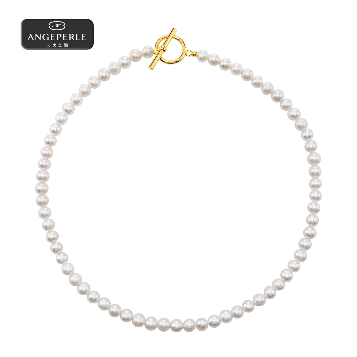 ANGELPERLE Alloy OT Clasp Freshwater Pearl Necklace (TSSL209)