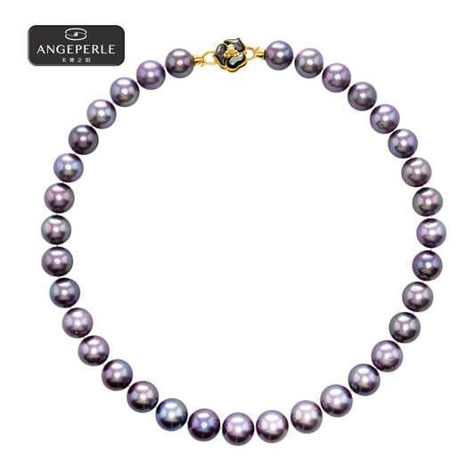 ANGEPERLE S925 Silver Freshwater Edison Pearl Necklace 11-13mm TSJ489