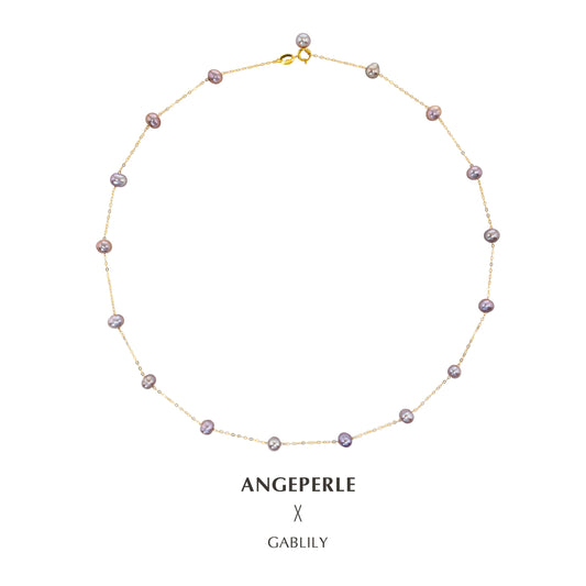 エンジェルズティアーズ S925 シルバー 淡水パール パープルビーズ 星空ネックレスTSSL064