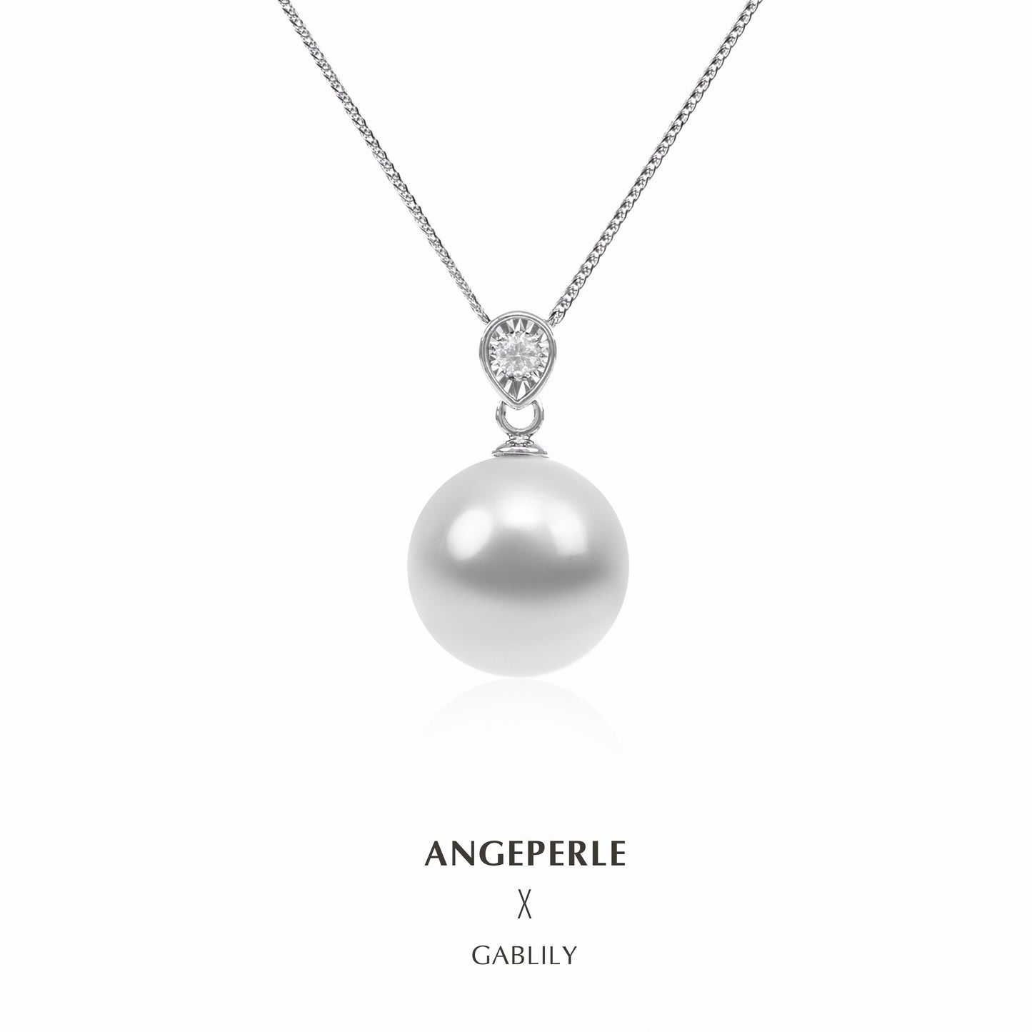 ANGEPERLE Diamond Seawater Pearl Australian White Chopin Chain Pendant(TSJCY248)